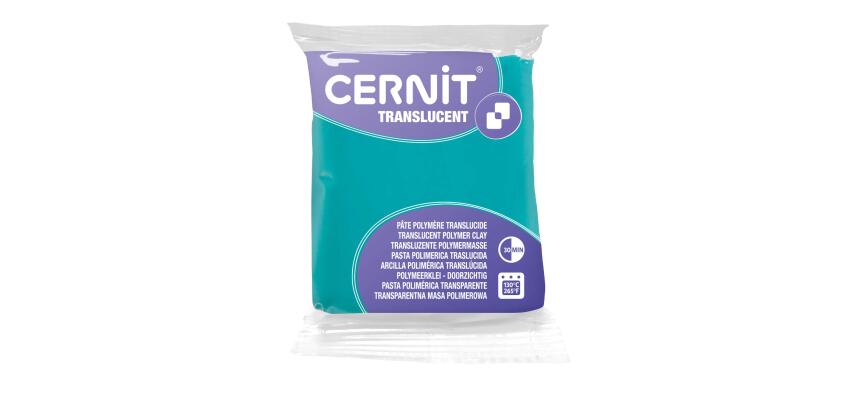 CERNIT - A Bar of Translucent Polymer Clay - Baking Modelling Clay - Emerald Colour - 56 g Block - CE0920056620C