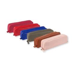 CUIR TEINTE Trousse rectangulaire 21x4x6 cm - Assortis