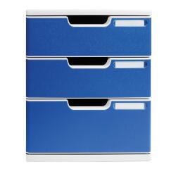 Schubladenbox MODULO A4, 3 geschlossene Schubladen - Blau