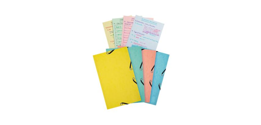 Serie Aquarel, Karteikarten-Set mit Sammelmappe (3 Klappen, Gummizug) und 25 Karteikarten 125x200mm, kariert - Farben sortiert