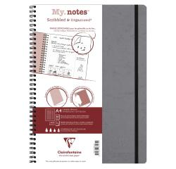 My.Notes Age Bag cahier reliure intégrale à marges détachables A4 120 pages détachables ligné + cadre en-tête - Gris