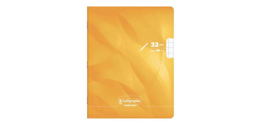 Cahier d'écriture piqué 8000 CARTE 17x22 cm 32 pages grands carreaux 2,5 mm agrandis 10x10 mm 90 g - Jaune