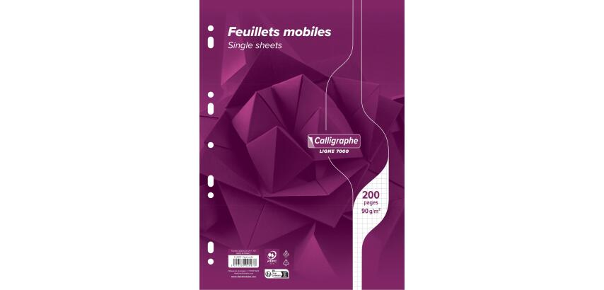 Clairefontaine Shrink-Wrapped Loose Leaf Sheets, 7000 Ligne, A4, 100 Sheets, Squared, 90g, White