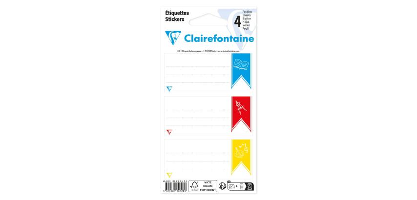 Sachet de 12 étiquettes adhésives assorties 33,5x75mm - motif imprimé