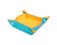 Rhodiarama reversibler Taschenleerer aus italienischem Kunstleder, 12x12x4,5cm - Türkis