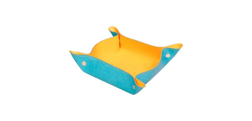 Rhodiarama vide-poche réversible simili cuir italien 12x12x4,5 cm - Turquoise