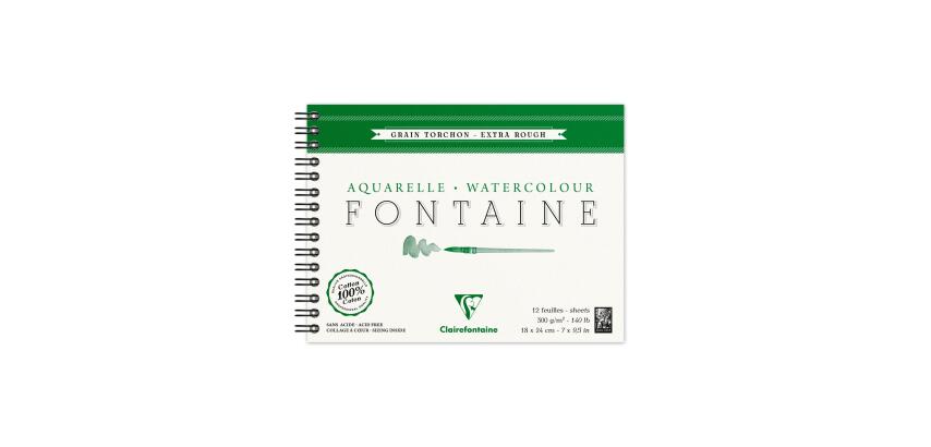 Fontaine album spiralé 12F 18x24cm 300g grain torchon