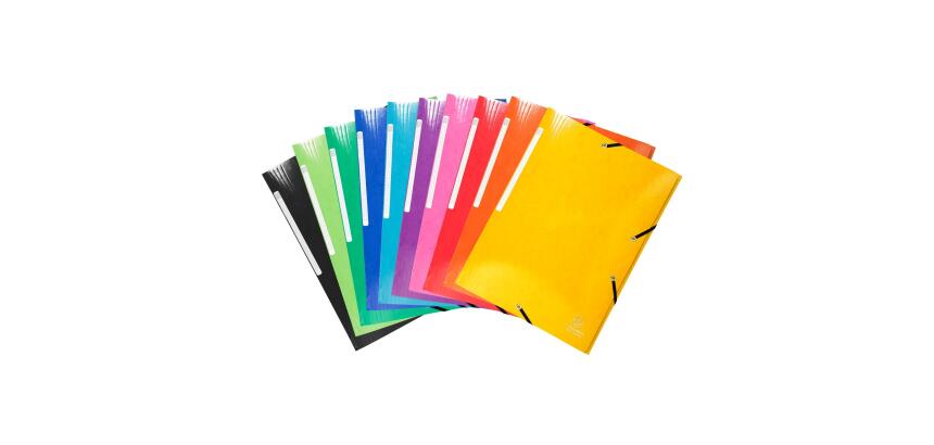 Chemise à élastiques 3 rabats maxi capacity carte lustrée pelliculée Iderama - A4 - Couleurs assorties