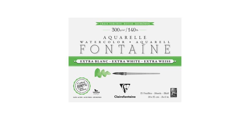 Fontaine Extra Blanc Grain Torchon bloc collé 4 côtés 15F 15x20cm 300g