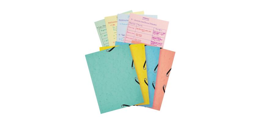 Exacompta Aquarel Elasticated Folder with 3 Flaps + 25 Bristol Sheets, A5 - Assorted colours