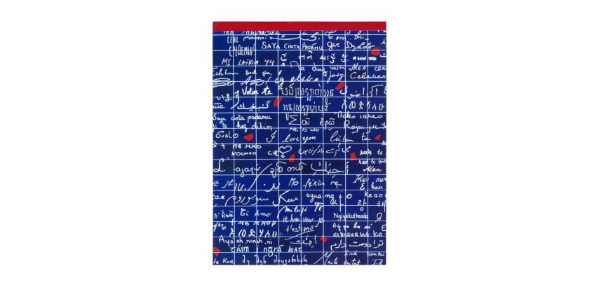 Le Mur des Je t'aime, Bloc entoilé entête A5 14,8x21 cm, 70 feuillets, ligné