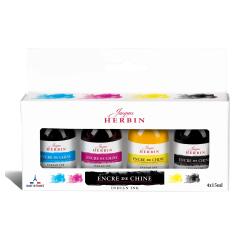 COFFRET ASSORTIMENT 4 FLACONS D'ENCRE DE CHINE 15ml - Assortis