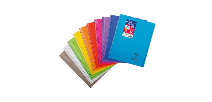 Cahier reliure intégrale enveloppante Koverbook A4+ 160 pages petits carreaux détachables perforé 4 trous couverture polypropylène transparent - Assortis