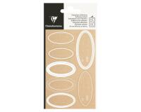 Sachet de 28 étiquettes kraft adhésives, ovales blanc