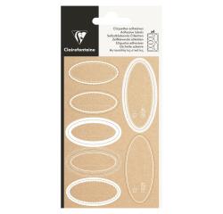 Packung mit 28 selbstklebenden Etiketten Kraft, Oval mit Weißer Umrandung - Weiß