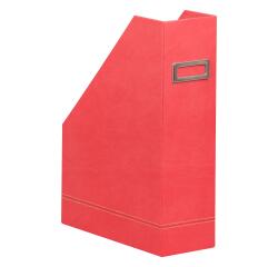 Rhodiarama tijdschriftenhouder in Italiaans kunstleer 10x25x31 cm - Koraal