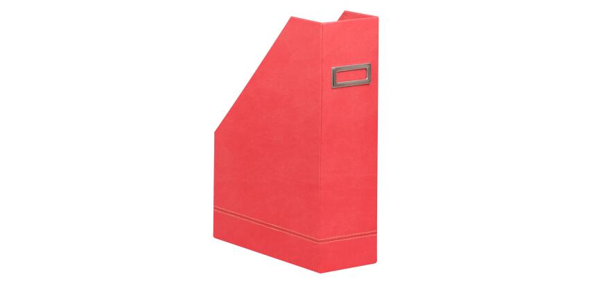 Rhodiarama tijdschriftenhouder in Italiaans kunstleer 10x25x31 cm - Koraal