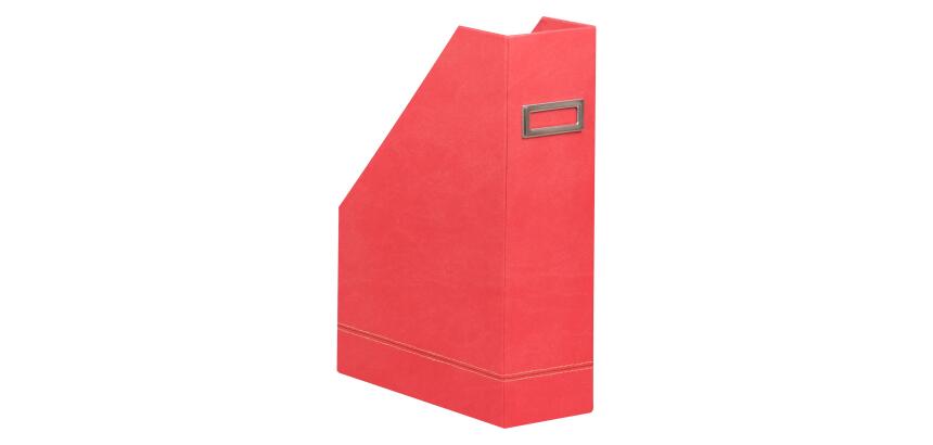 Rhodiarama porte-revues simili cuir italien 10x25x31 cm - Corail