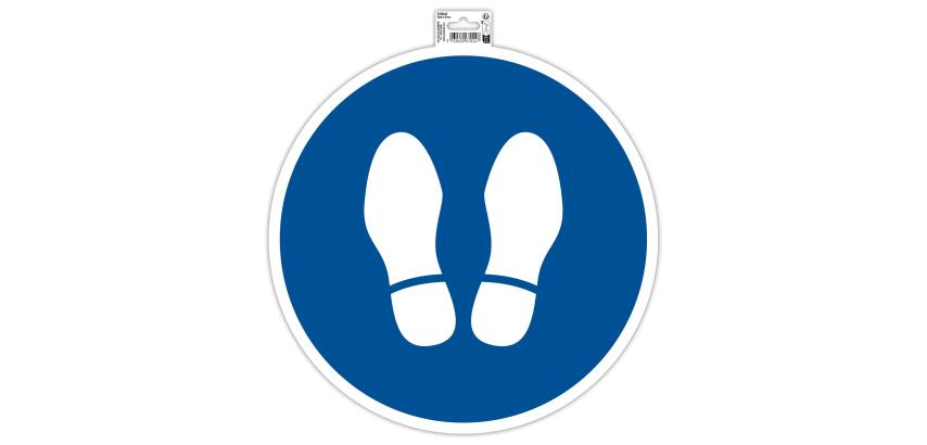 Non-slip adhesive PVC panel Stand here 35 cm - Blue