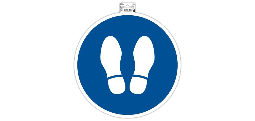Non-slip adhesive PVC panel Stand here 35 cm - Blue