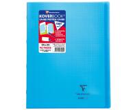Cahier piqué Koverbook 24x32cm 96 pages petits carreaux + marge couverture polypropylène transparent - Bleu