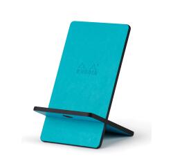 Rhodiarama support pour téléphone mobile simili cuir italien 13x8x8,5 cm - Turquoise