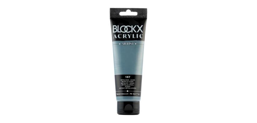 Feine Acrylfarbe, Acrylic Artist, Tube 120ml - Metallic-Stahl
