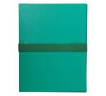 Expanding spine folder with hook and loop fastening strip