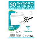 Paquet de 50 Enveloppes Blanches C6-114x162mm - Auto-Adhésives - 80g/m2 - Blanc