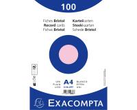 Paquet 100 fiches sous film - bristol uni non perforé 210x297mm - Rose