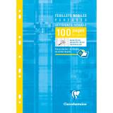 Etui met losse bladen A4 voor slechtzienden 50 geperforeerde bladen geruit Séyès zwart 2,5mm vergroot tot 10x10