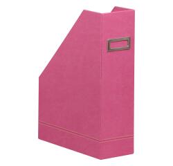 Rhodiarama tijdschriftenhouder in Italiaans kunstleer 10x25x31 cm - Fuchsia