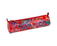Céleste CUIR Trousse ronde Ø5,5x22 cm Jardin Rouge