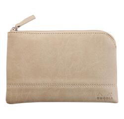 Rhodiarama etui met rits in kunstleer - maat S - 11x17 cm - Beige