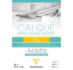 Papier Calque bloc collé 50F A4 70/75g