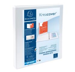Classeur personnalisable rigide 2 poches KreaCover 2 anneaux en D 16mm - A4 maxi. - Blanc