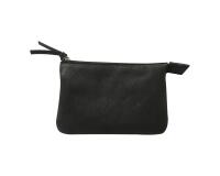 LEATHER Small Pouch 2 compartments 13x9cm - Black