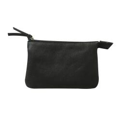 Lederen etui 2vak 13x9 Zwart - Zwart