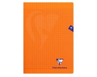 Cahier piqué Mimesys A4 48 pages grands carreaux couverture polypropylène - Orange