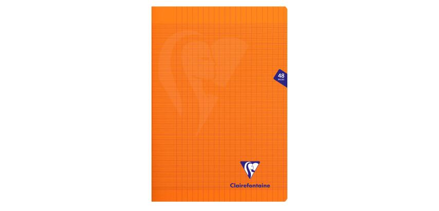 Cahier piqué Mimesys A4 48 pages grands carreaux couverture polypropylène - Orange