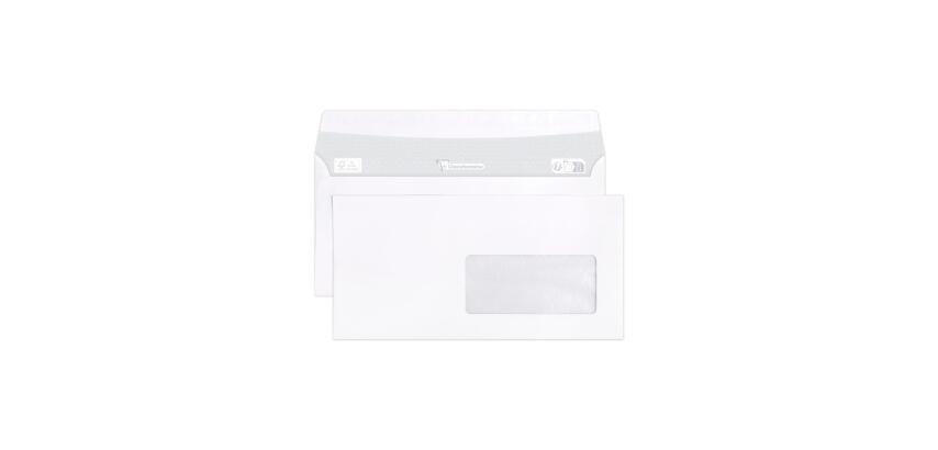 Boite de 500 Enveloppes Blanches DL-110x220mm - Auto-Adhésives - 90g/m2 - Fenêtre Papier Cristal 45x100 (position 20/20) - Blanc