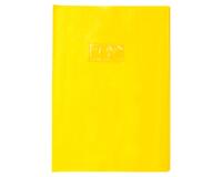 Protège-cahiers grain losange PVC 18/100ème avec porte-étiquette A4 - Jaune