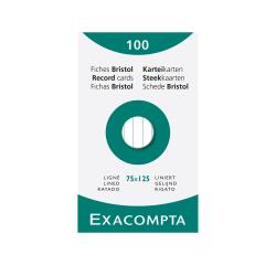 Étui de 100 fiches - bristol ligné non perforé 75x125mm - Blanc