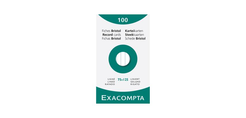 Confezione 100 cartoncini bristol bianco a righe non perforati 75x125mm - Bianco