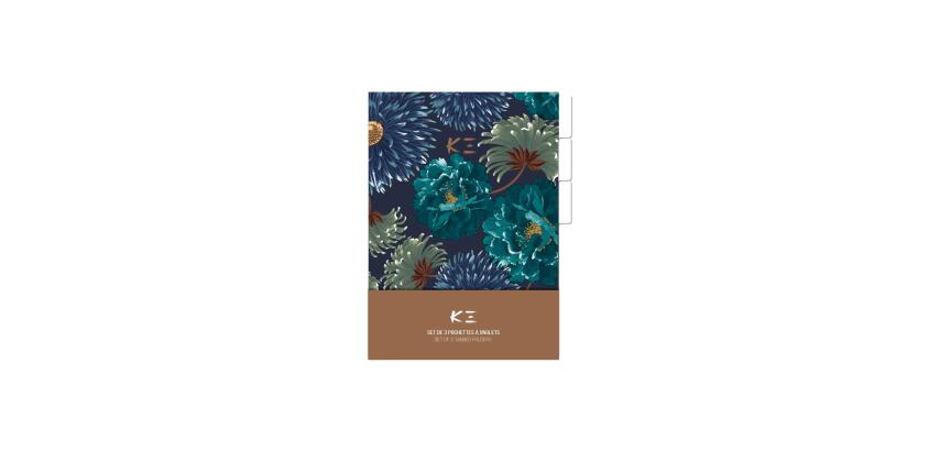 K3 blue, Set de 3 pochettes à onglets 22x31 cm, ass. - Multicolore