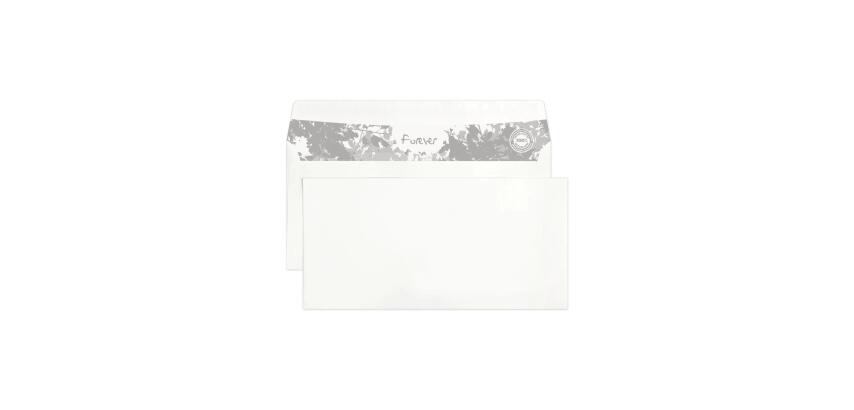 Boite de 500 Enveloppes Forever Blanches 100% Recyclé DL-110x220mm - Auto-Adhésives - 80g/m2 - Blanc