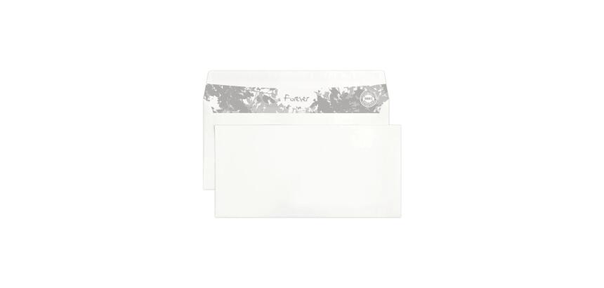 Weiße Briefumschläge Forever haftklebend DIN lang 110x220mm, 80g, 100% recycelt, Kartonbox mit 500 Stück - Weiß