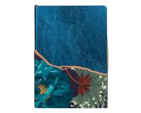 K3 blue, Carnet cuir A5 14,8x21 cm, 144 pages, ligné. - Bleu
