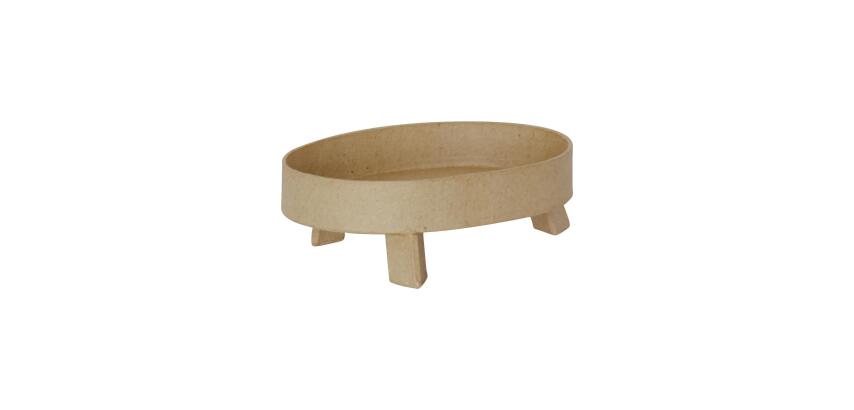 Ovalen opbergbakje op 3 voetjes 13x9x4cm - Kraft