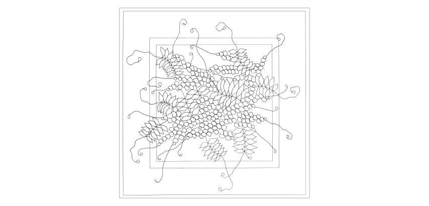 Square 100% silk - 90x90cm Wisteria - White